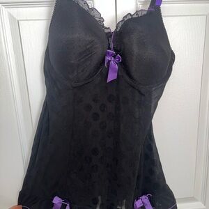 Elegant Black and Purple Lingerie Set